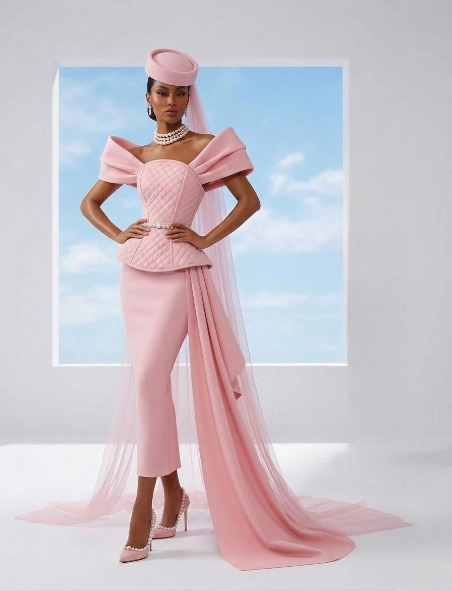 Pink Squares Corset & Skirt Set