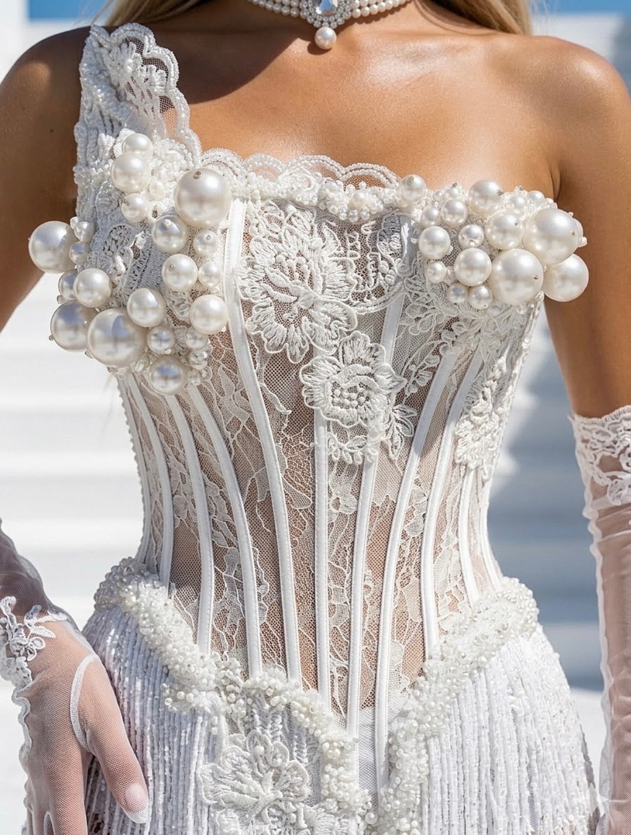 White Beaded Wedding Mini Dress