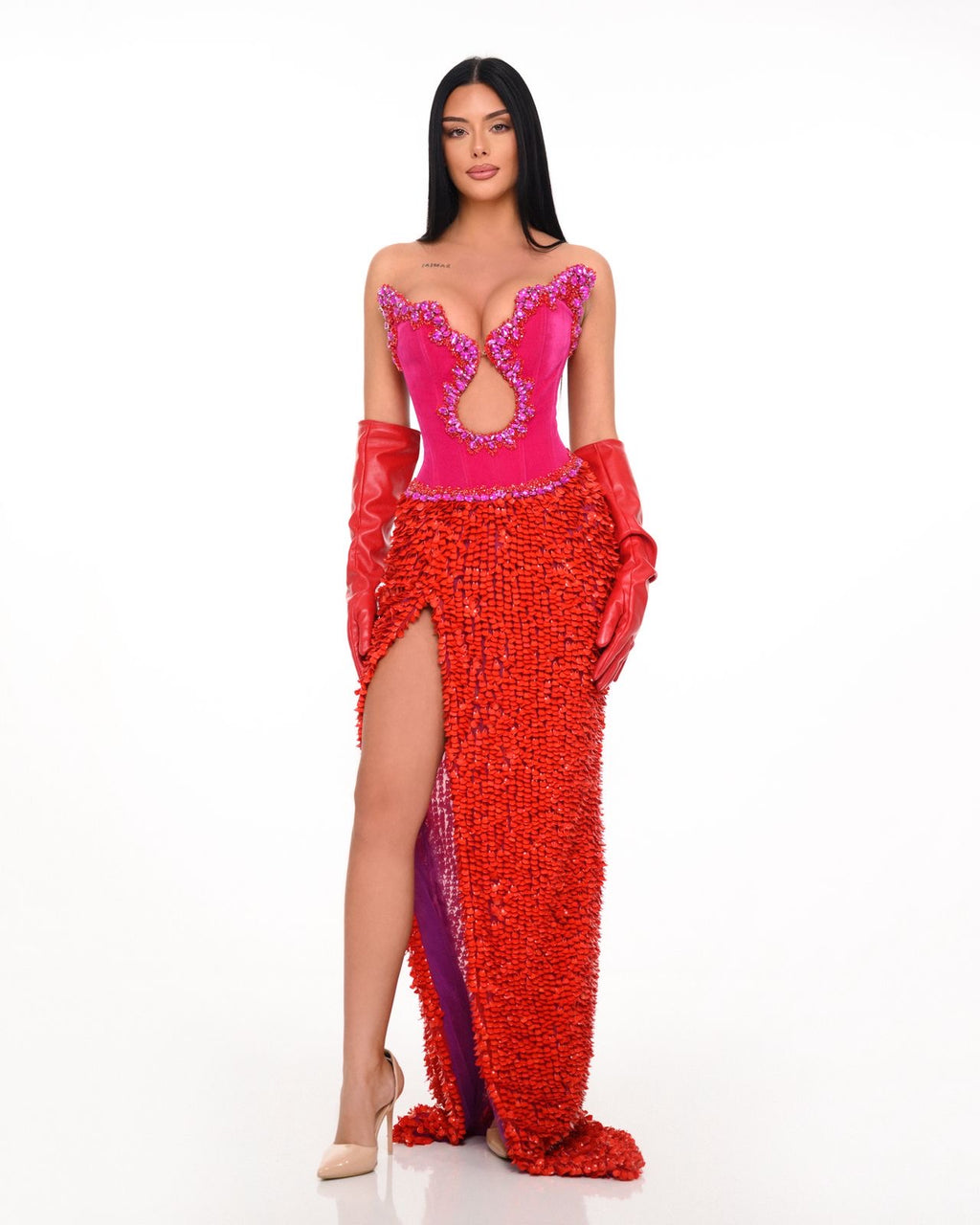 Hot Pink & Red Classic Gown