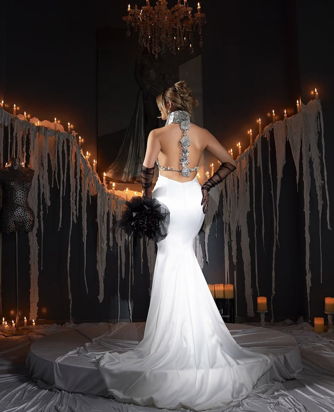 mermaid wedding dresses with roses Tina Holly TW120 Long 3D Floral Applique Mermaid Wedding Dress