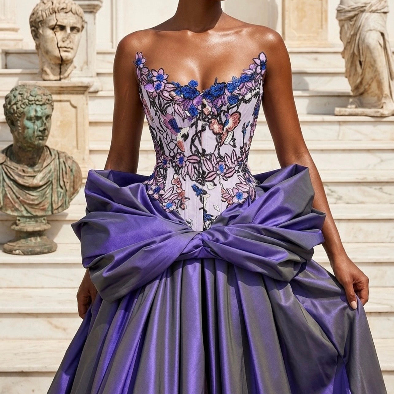 Floral Corset & Taffeta Gown