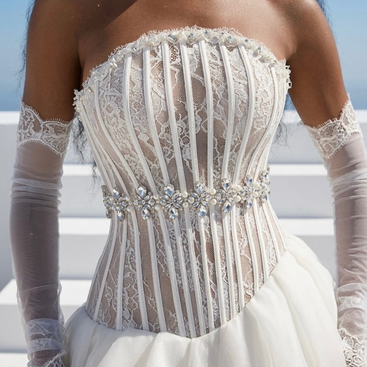 Lace Corset & Organza Bottom Gown