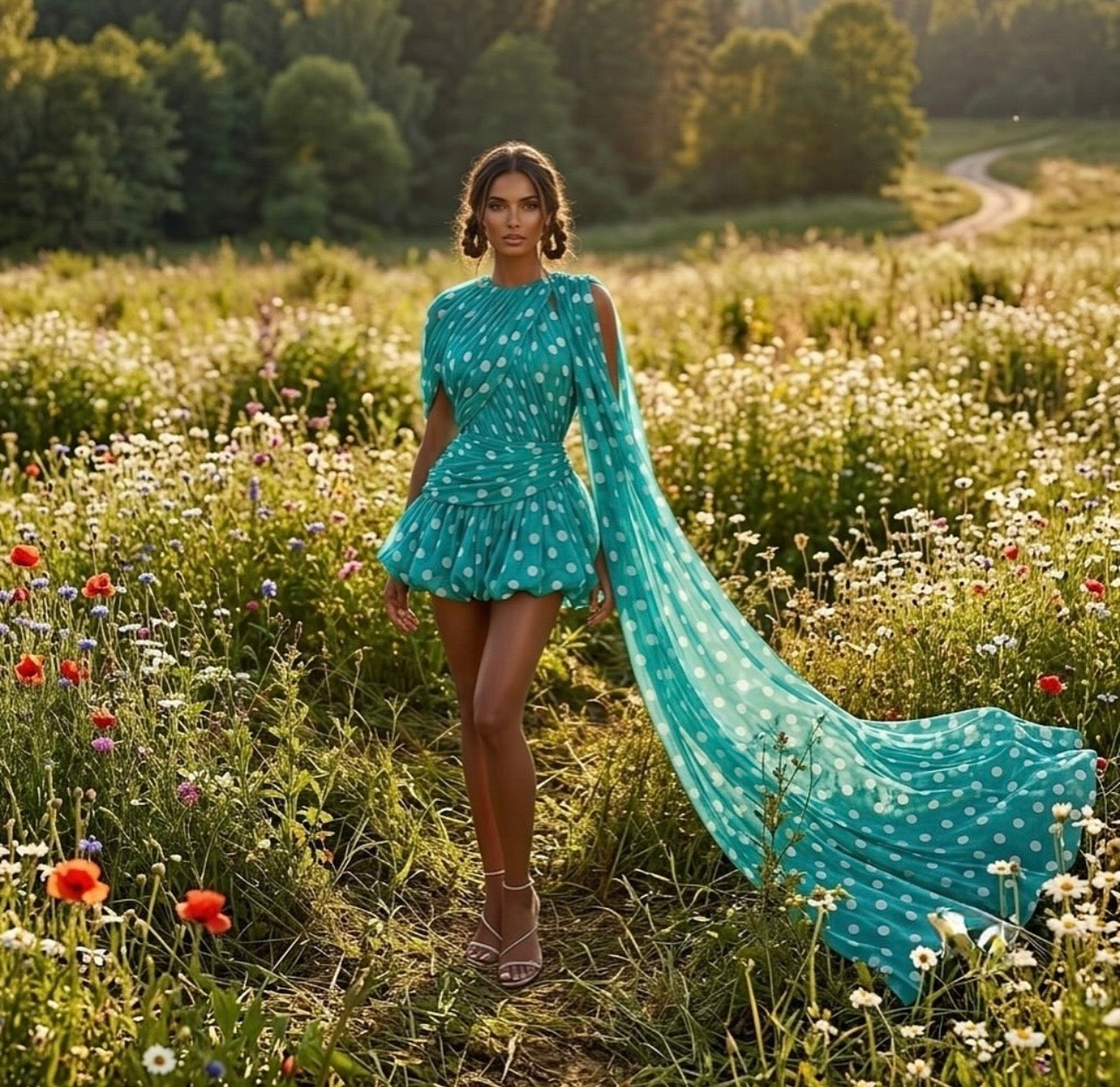 Polka Dot Detailed Mini Dress