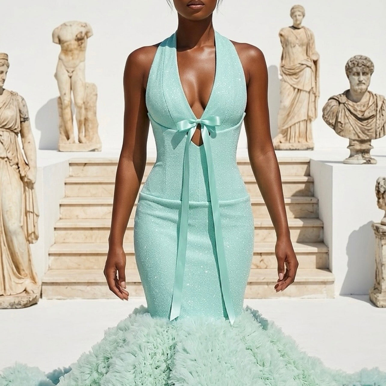 Mint Ruffled Mermaid Gown