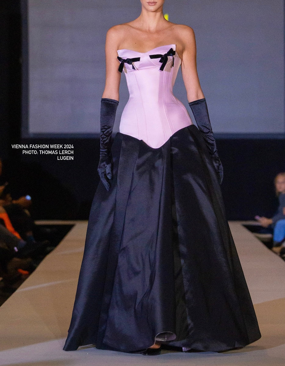 Long Corset Elegant Pink & Black Gown