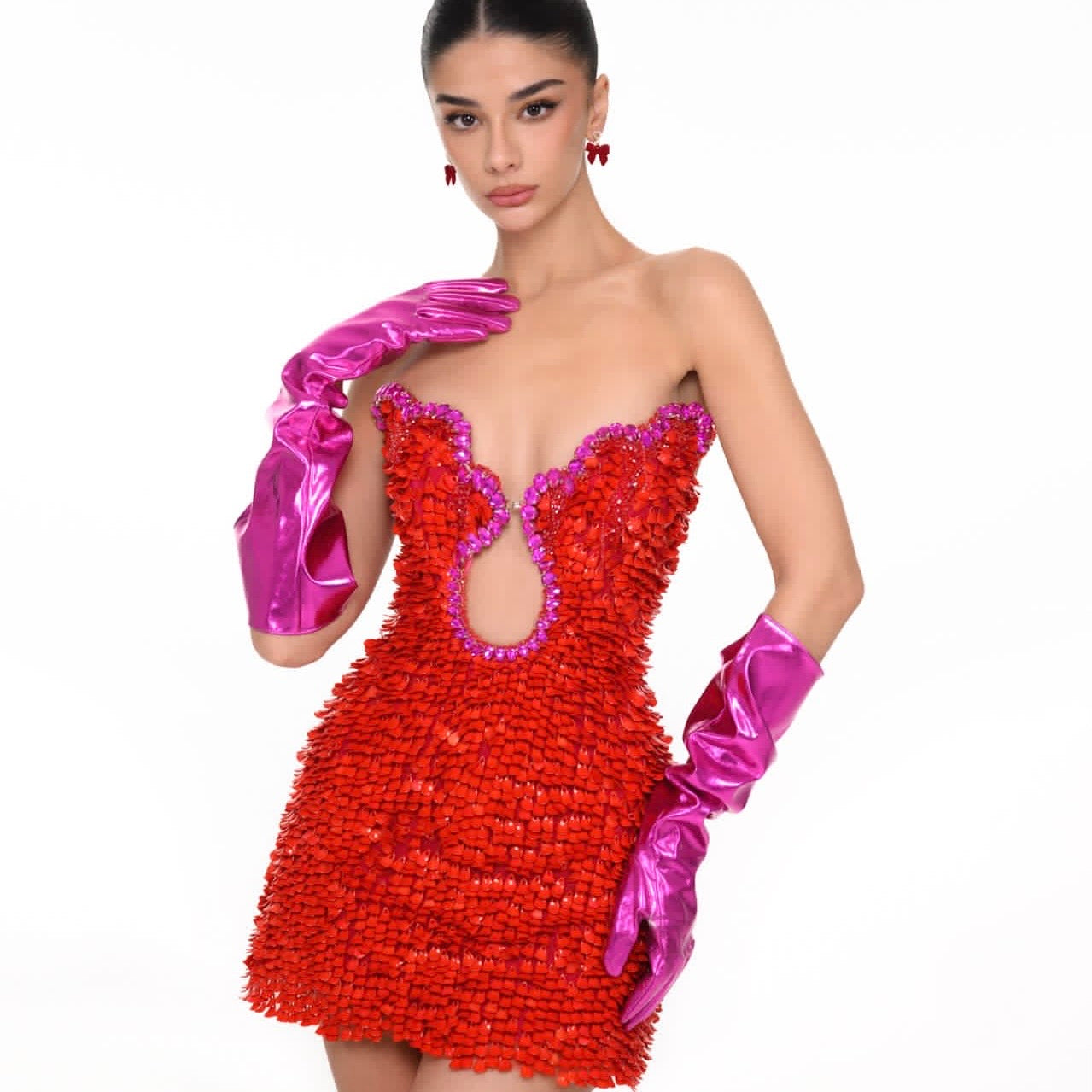 Red Shells Mini Dress