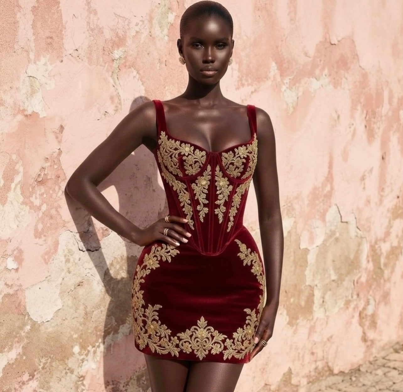 Red Velvet Traditional Embellished Set