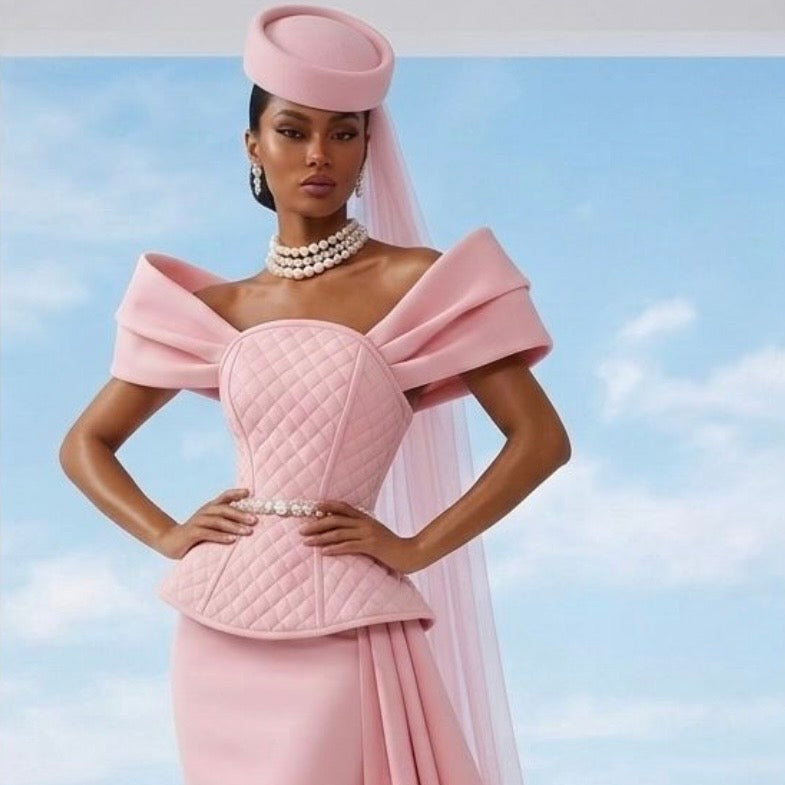 Pink Squares Corset & Skirt Set