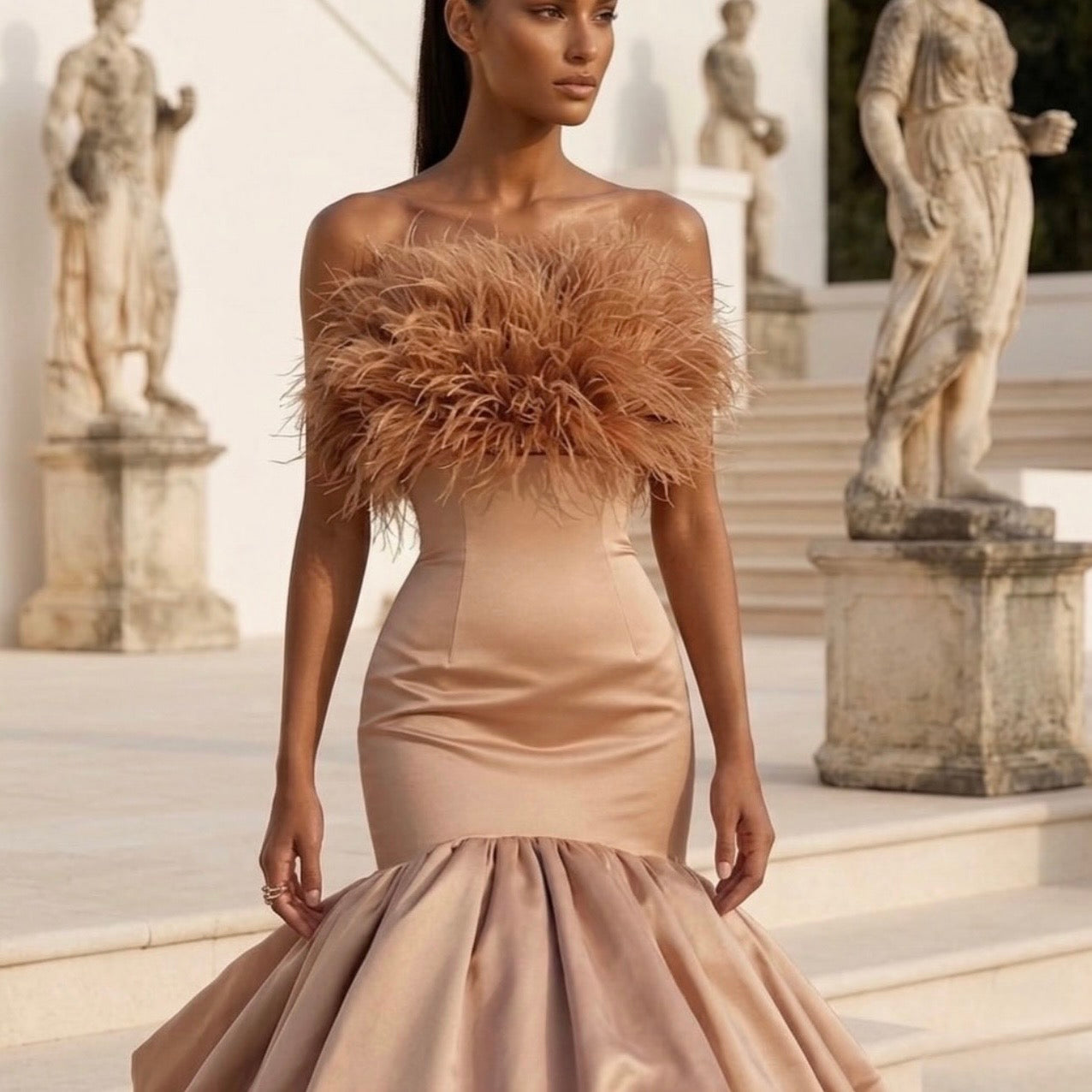 Feather Statement Gown