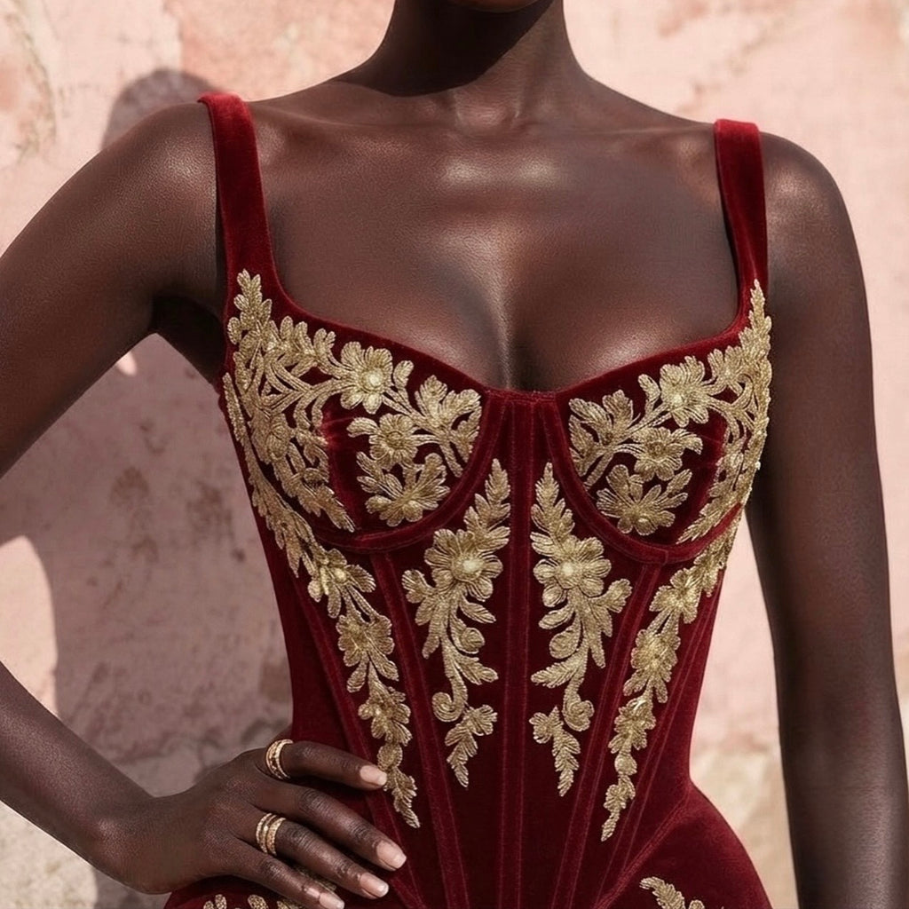 Red Velvet Traditional Embellished Set