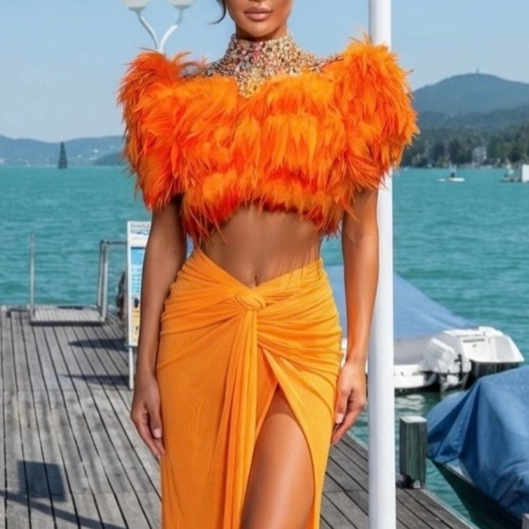 Orange Feathers Set