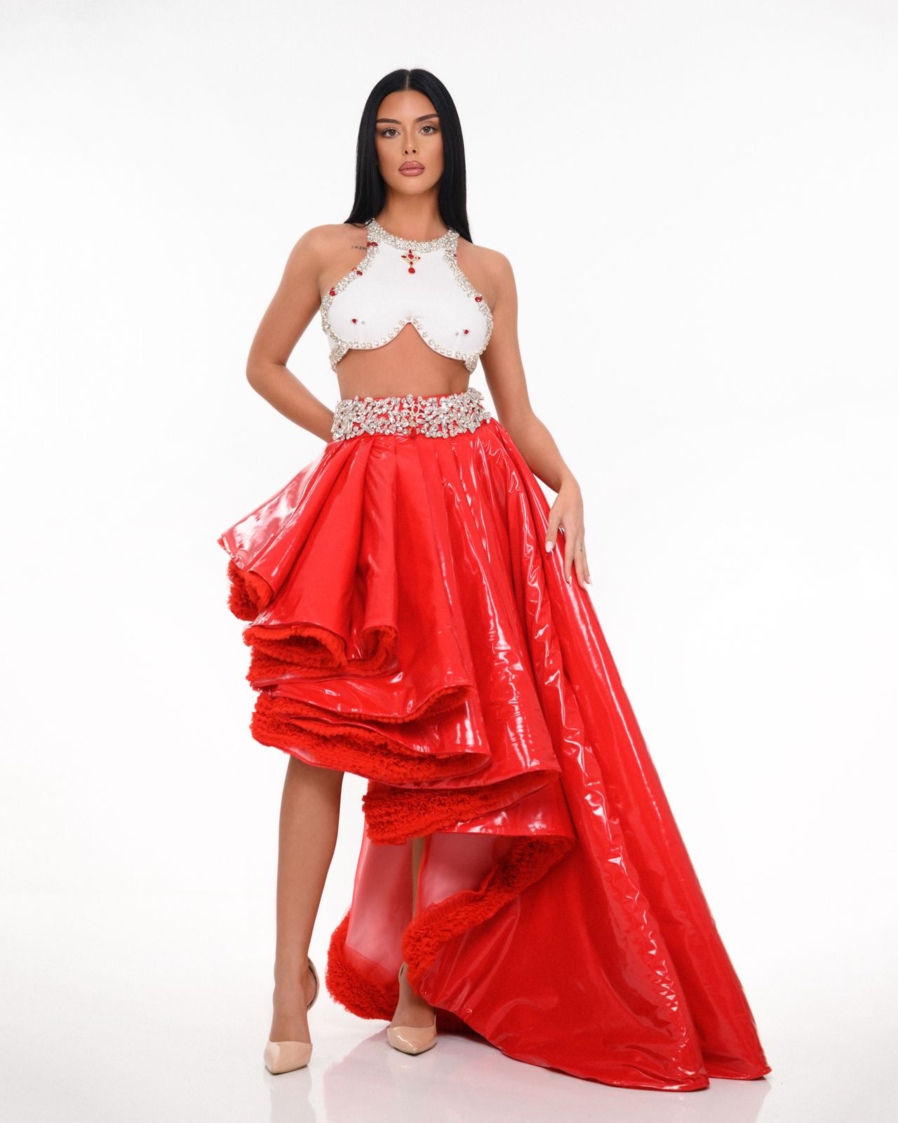 Pierced Red & White Set