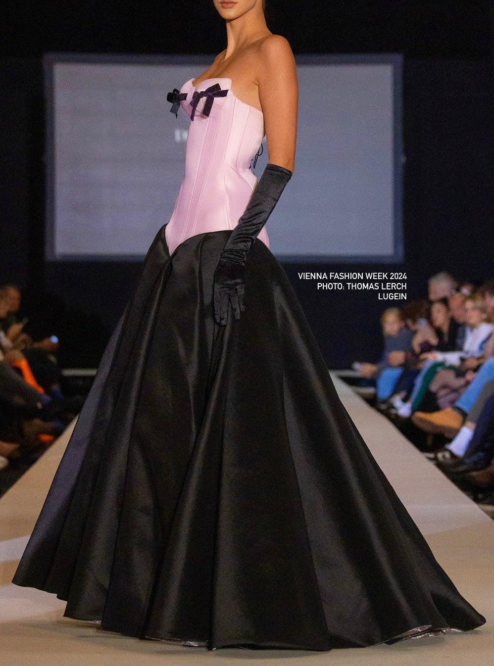 Long Corset Elegant Pink & Black Gown