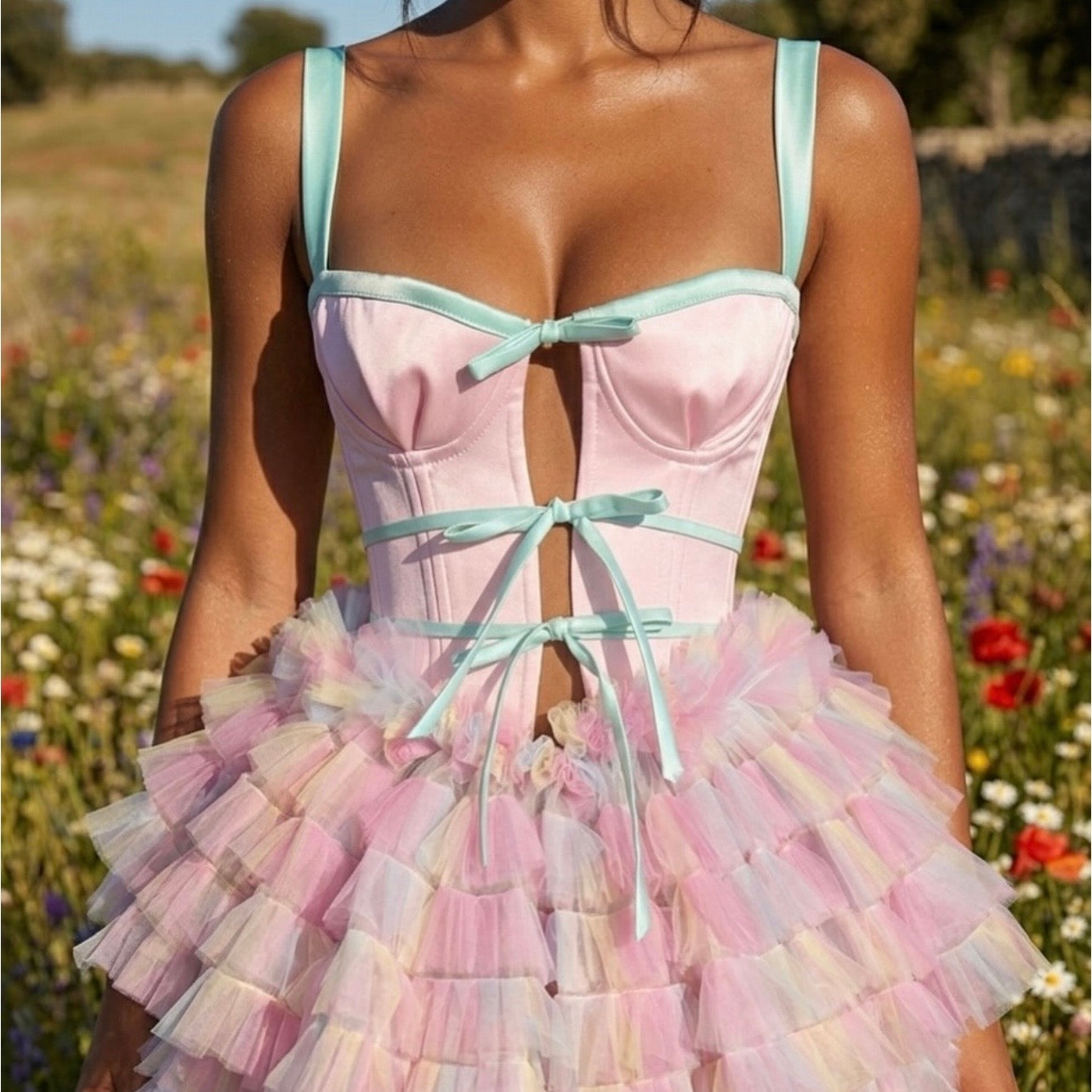 Rainbow Ruffled Gown