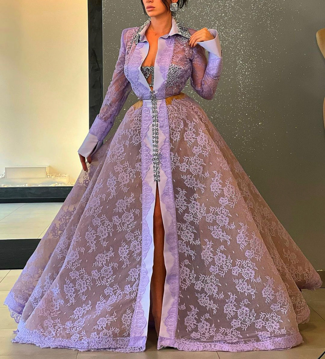 Lilac Lace Ball Gown