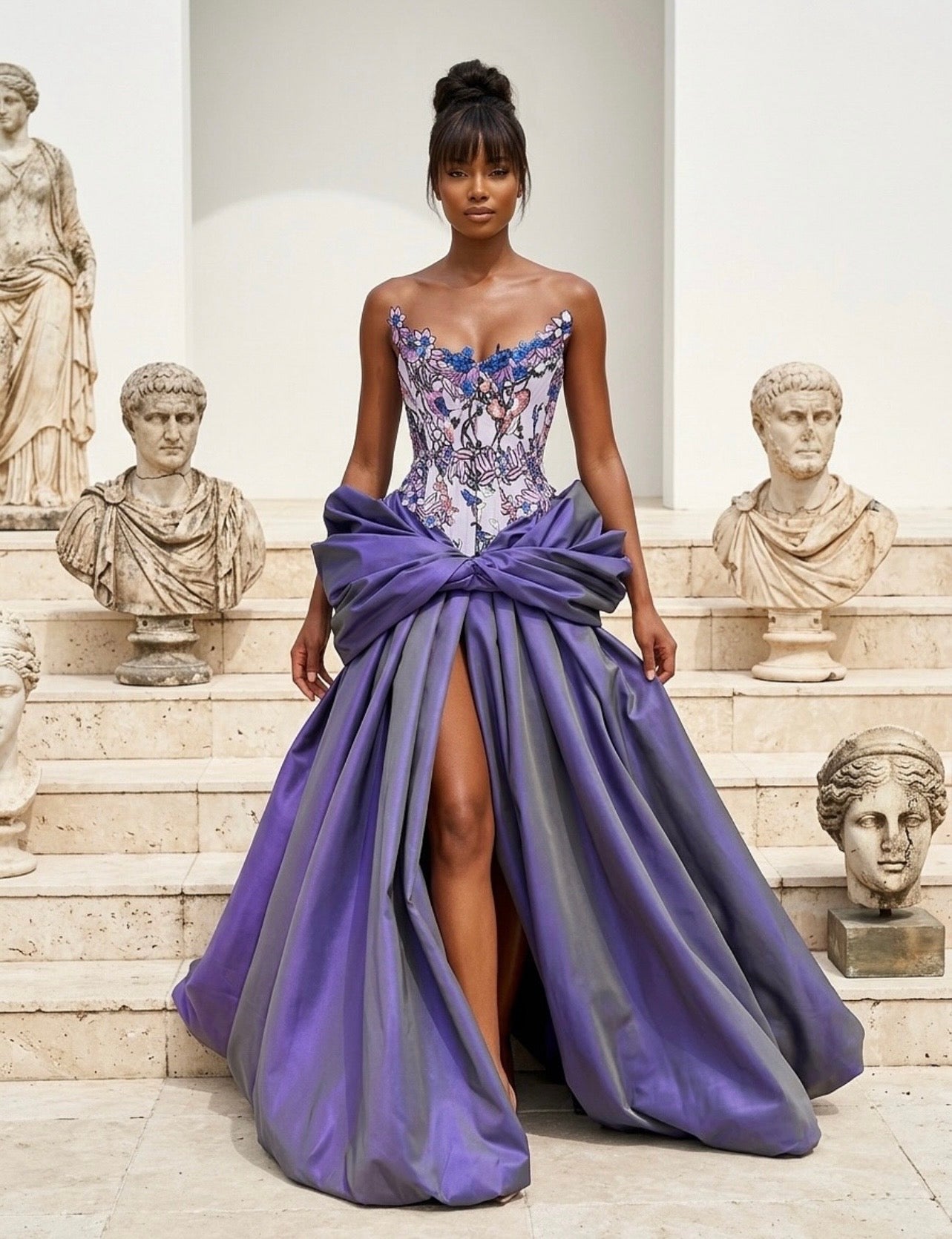 Floral Corset & Taffeta Gown