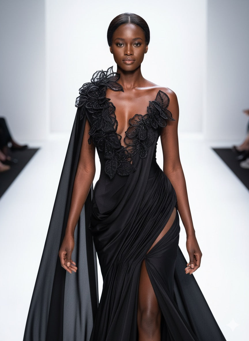 Black Elegant Detailed Gown