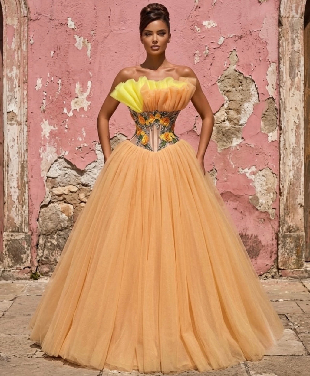 Yellow Roses Princess Gown