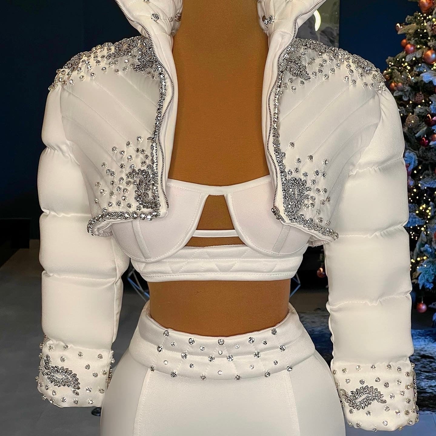 Cropped Puffer Jacket & Mermaid Long Skirt