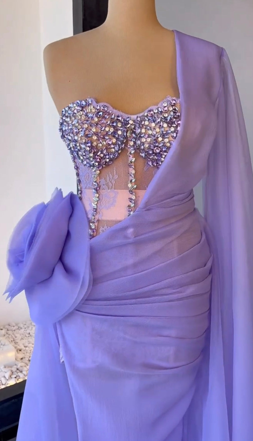 Lilac Lace & Organza Gown