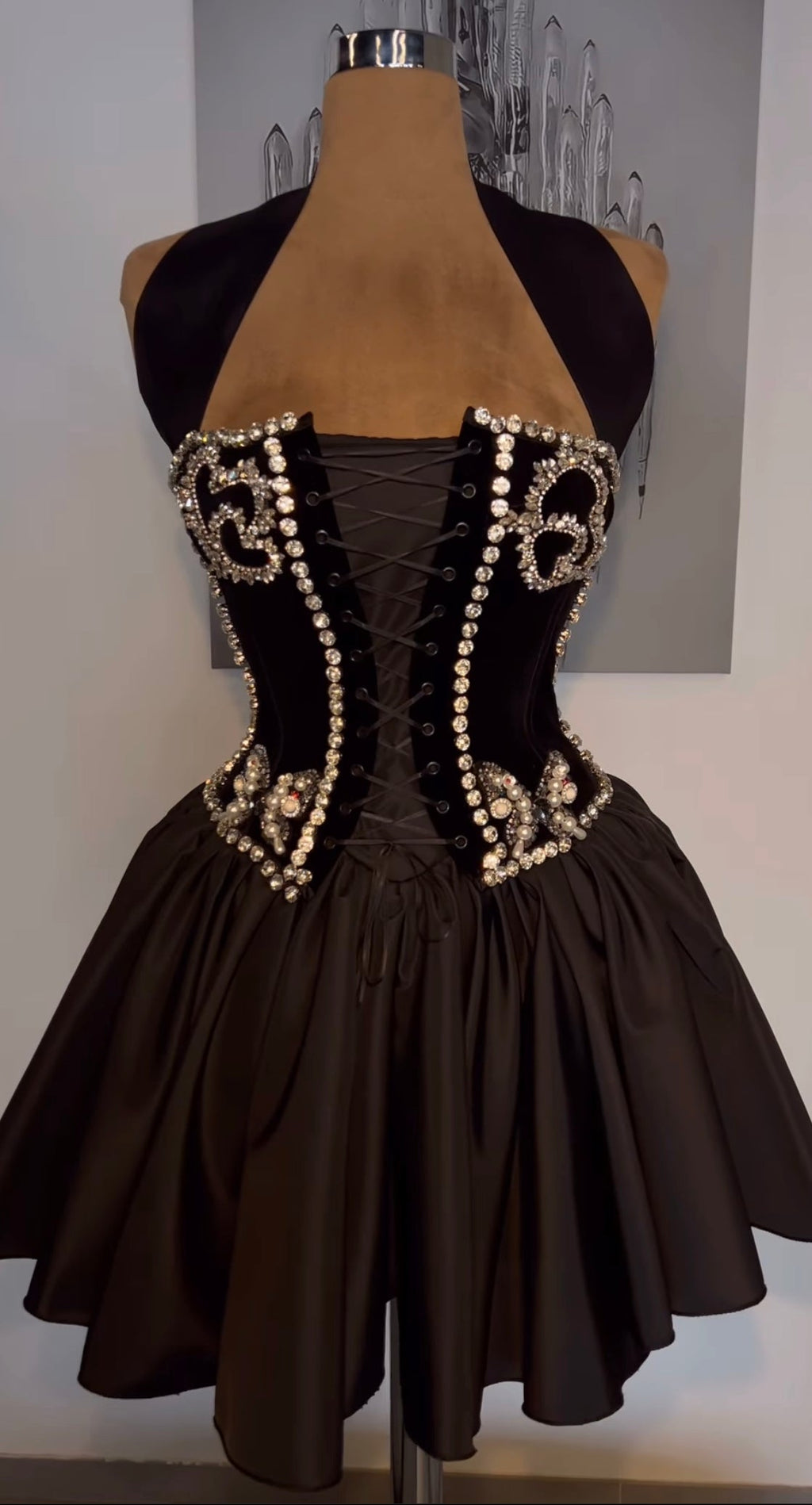 Short Taffeta Dress & Embellished Corset