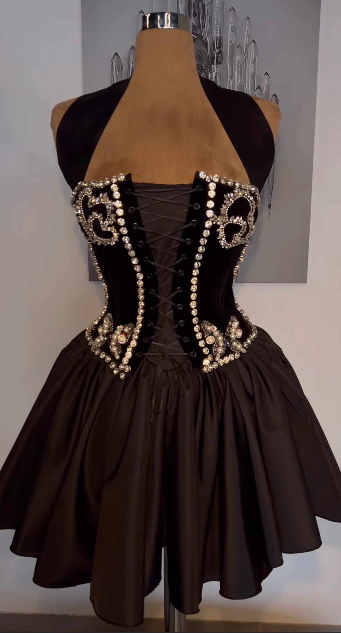 Short Taffeta Dress & Embellished Corset