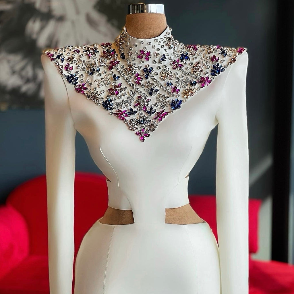 White Dress Crystals Details