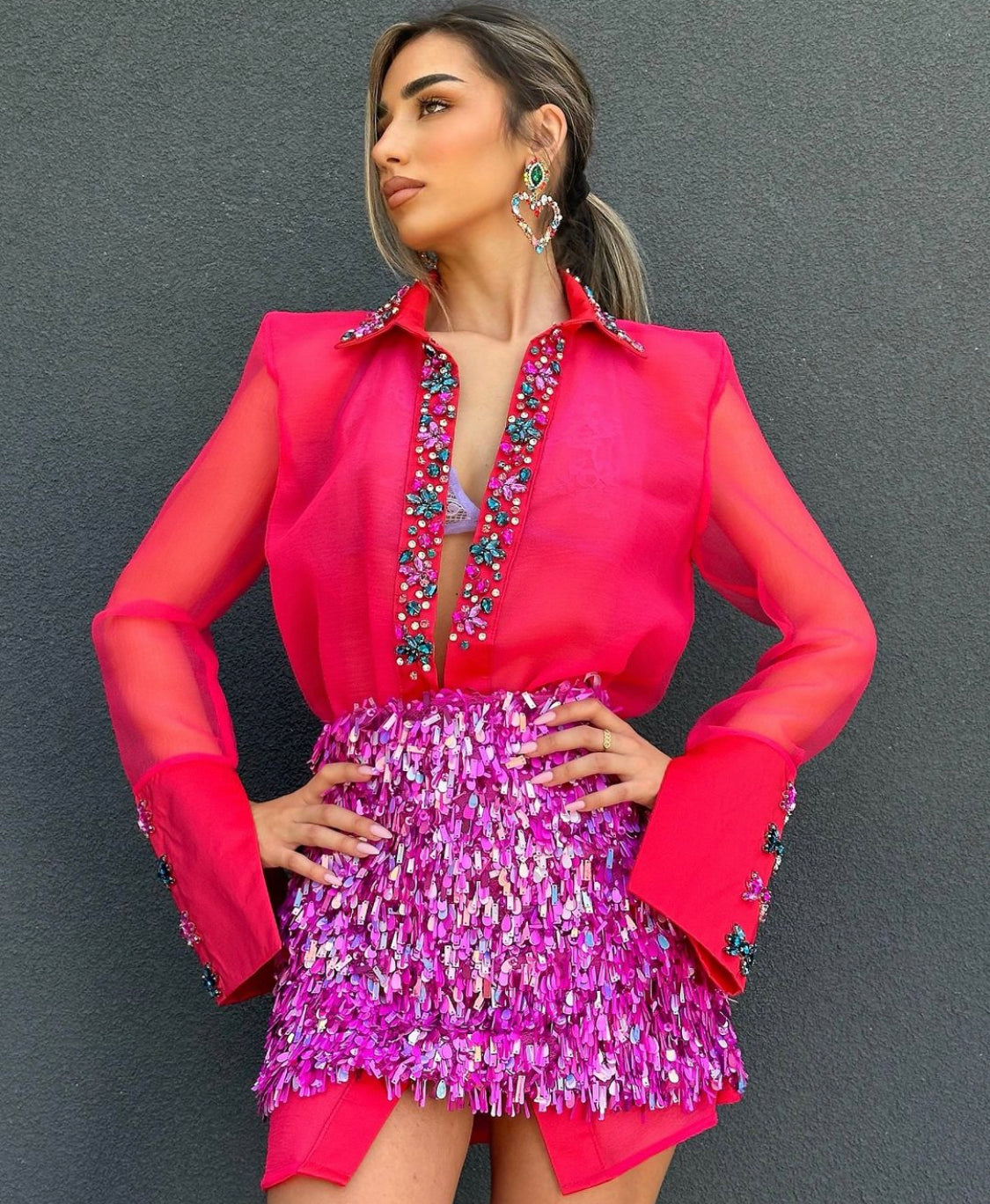 Hot Pink Sequin Set