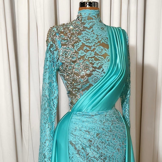 Blue Lace & Silk Gown