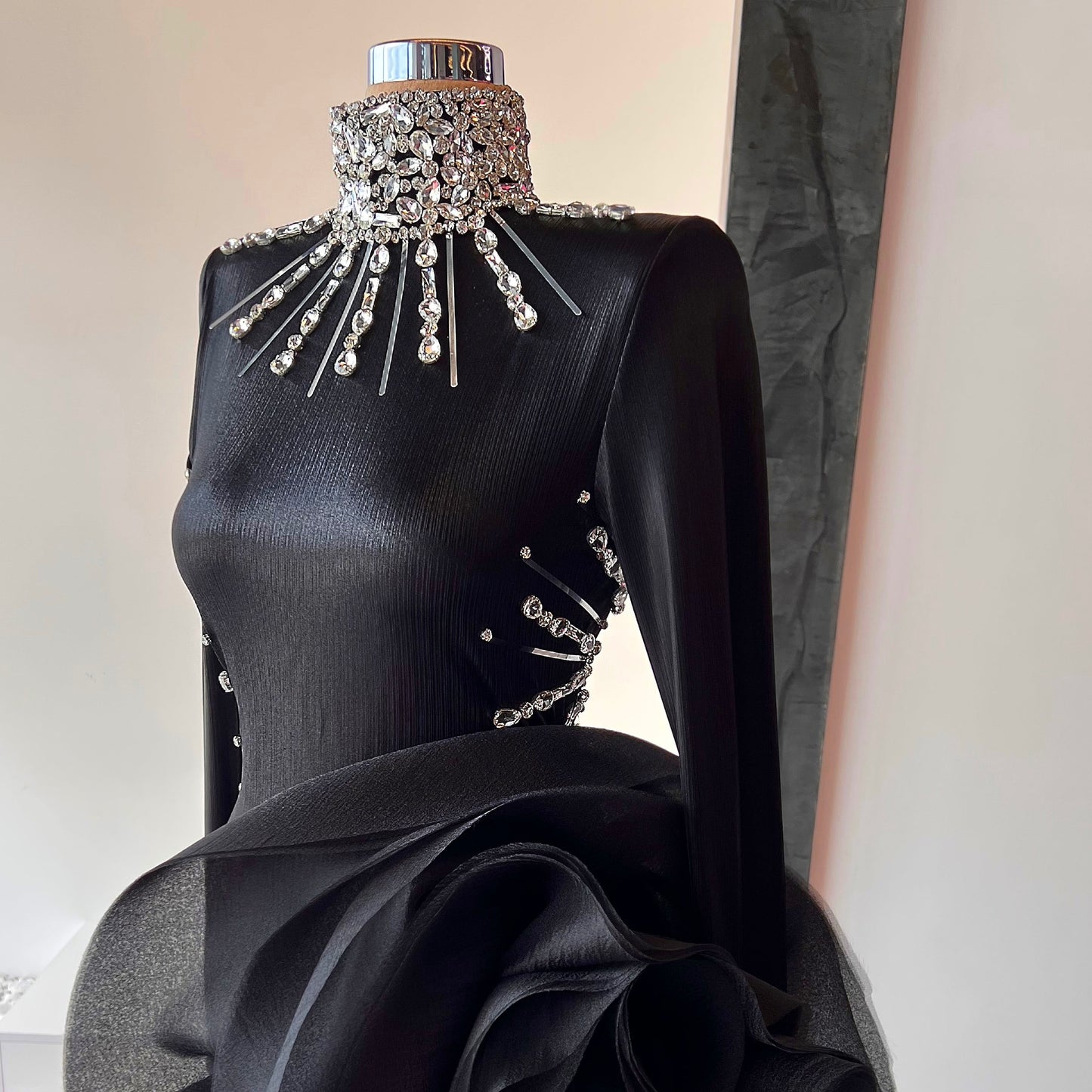 Black 3D Flower Dress