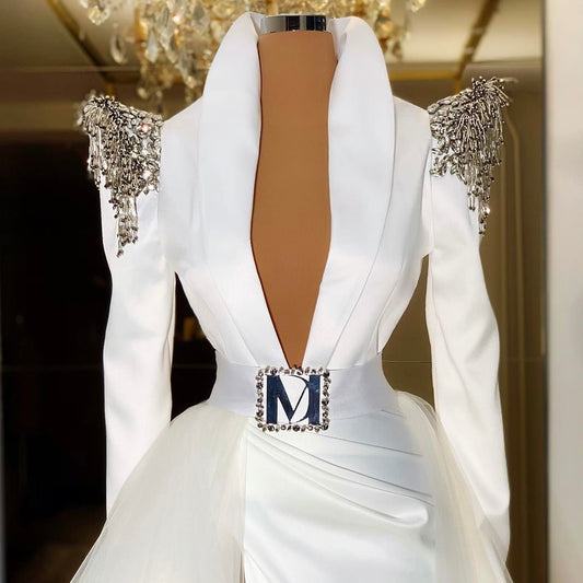 White DM Beaded Gown