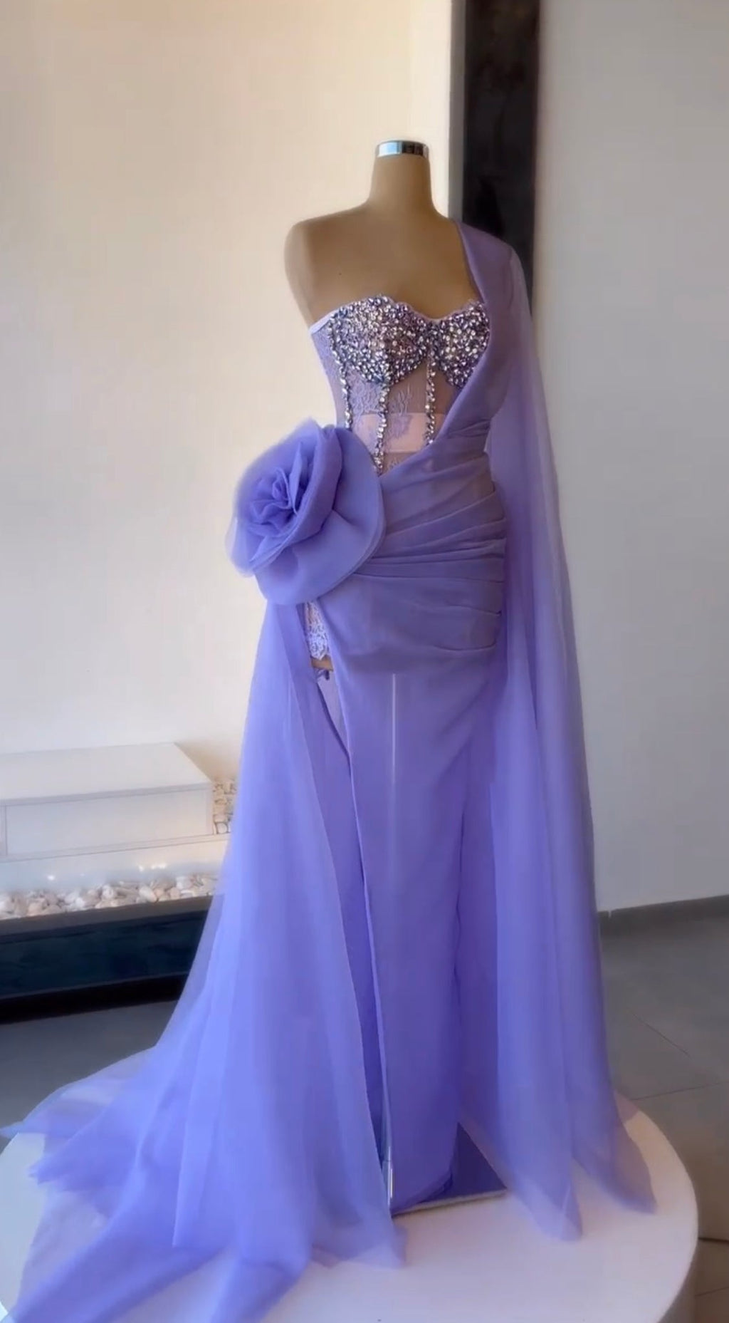 Lilac Lace & Organza Gown