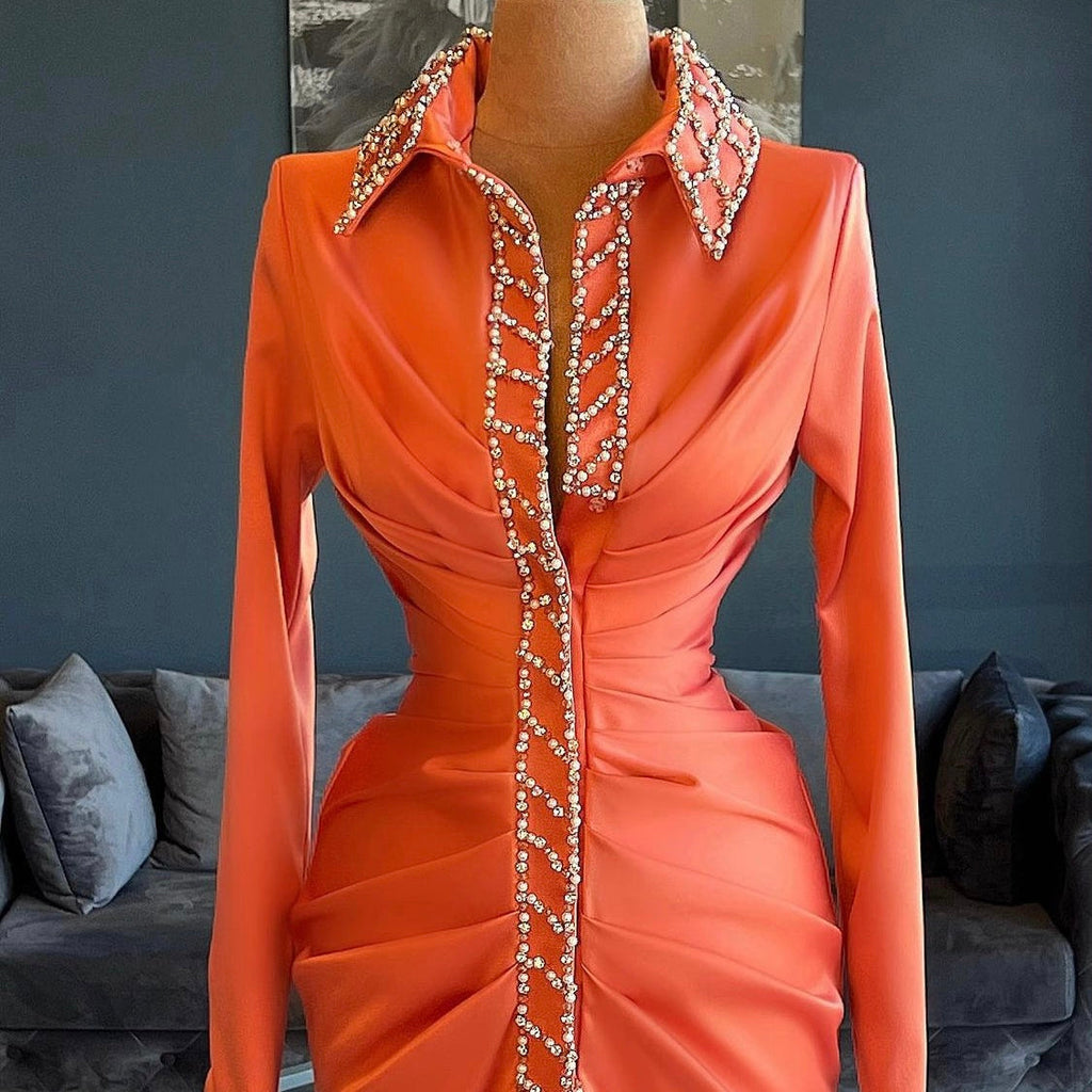 Crimson Beaded Blazer Dress Dona Matoshi Crimson Beaded Blazer Dress Dona Matoshi