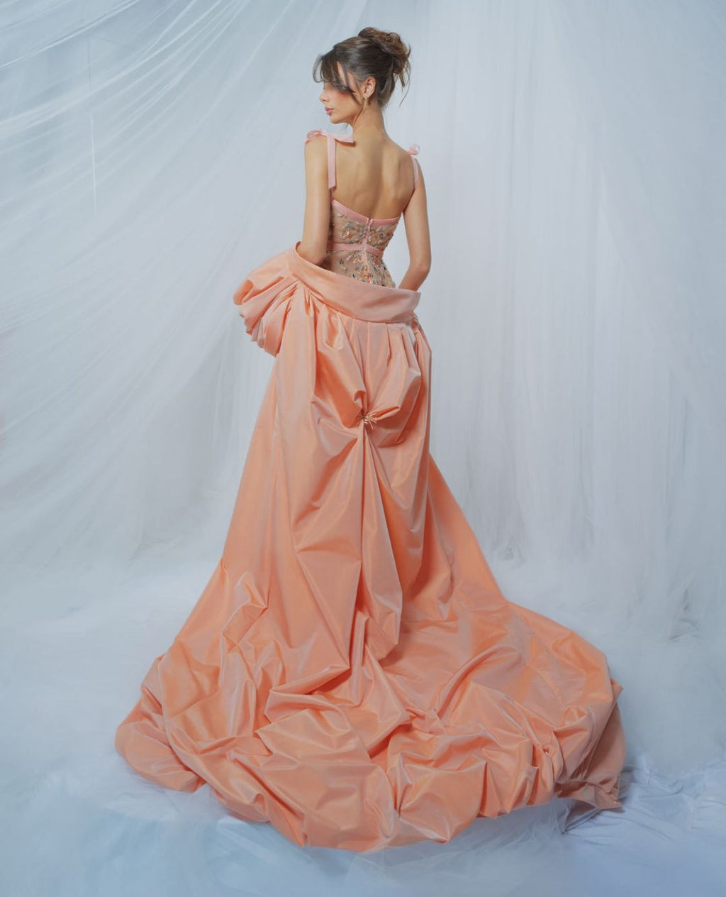 Floral Beaded Short Gown & Cape