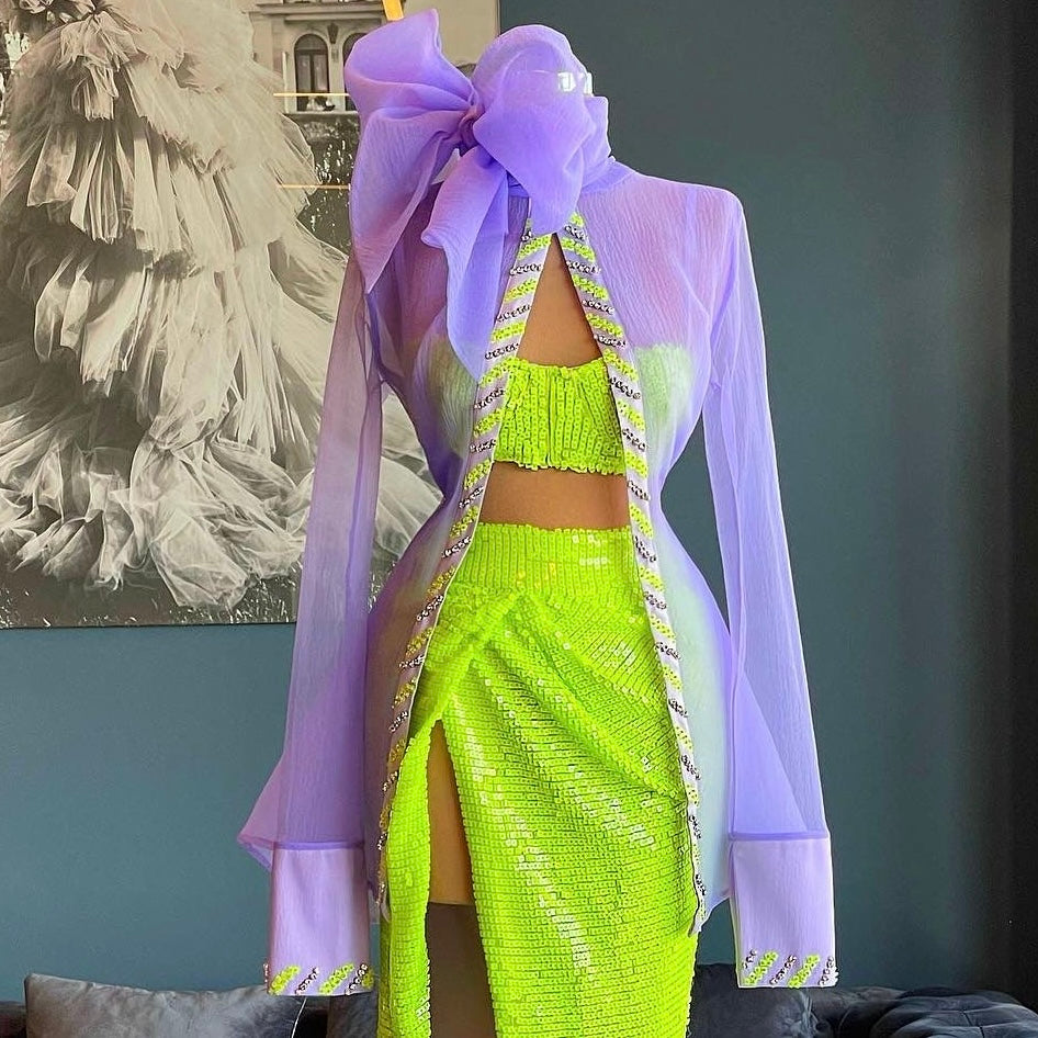 Organza & Sequin Neon Set