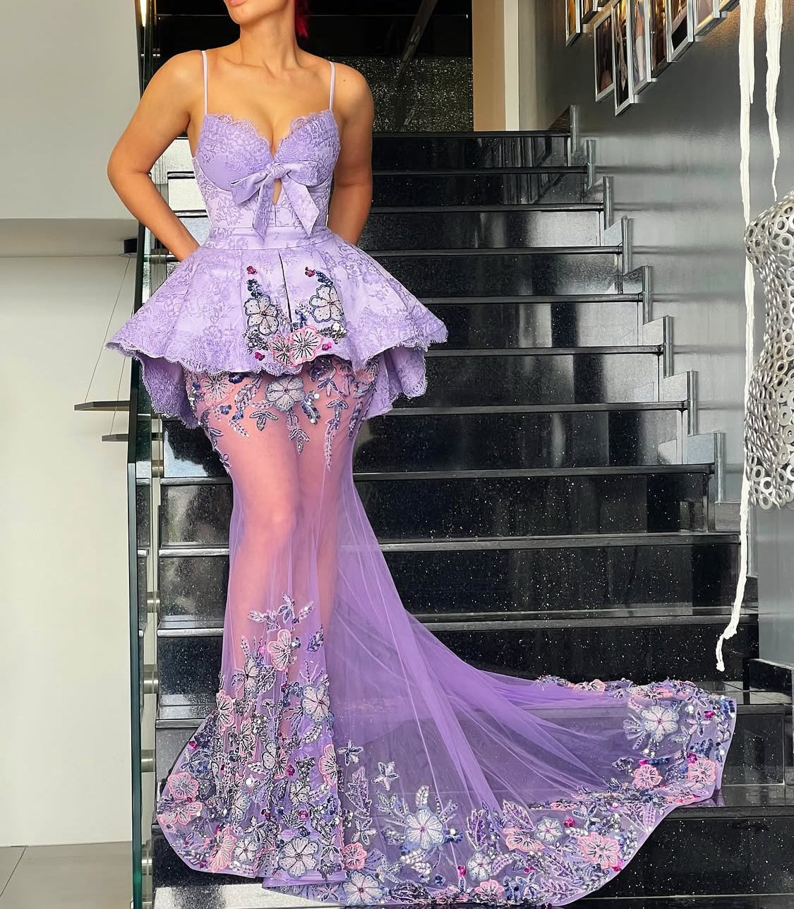 Lilac Two-Piece Mermaid Gown