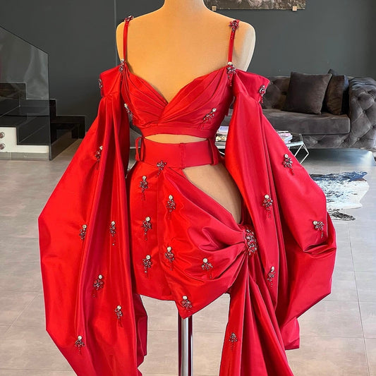 Red Crystal Bow Set