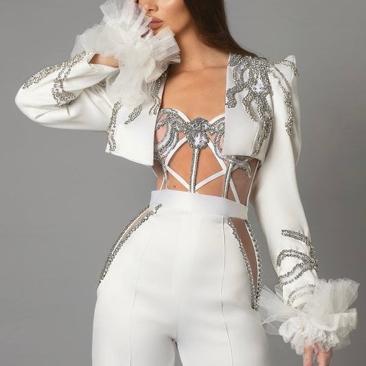 Jumpsuit & Jacket  Silver Crystals