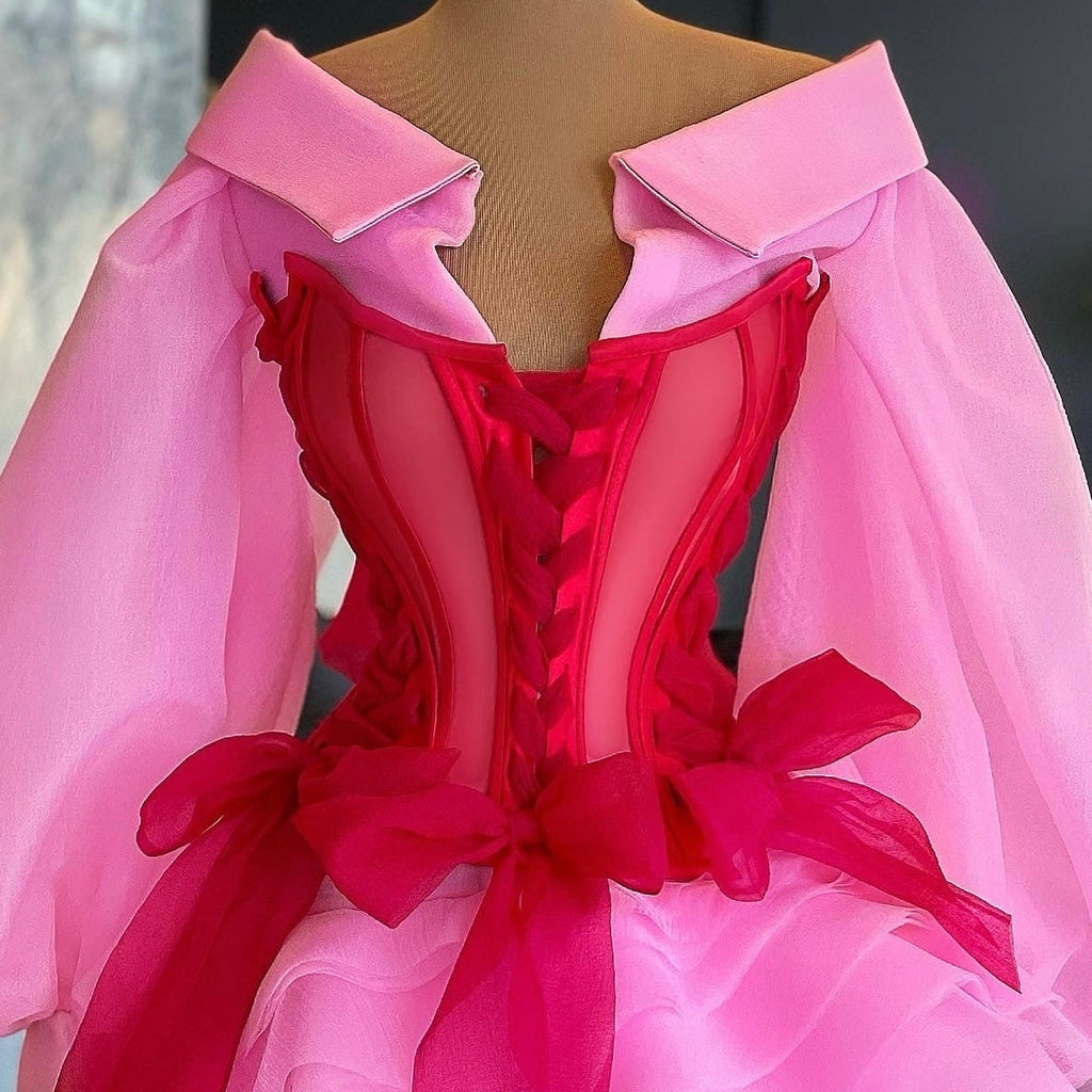 Light Pink & Red Corset Gown