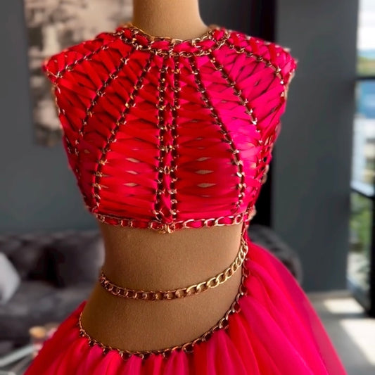 Hot Pink Ribbons & Chains Gown