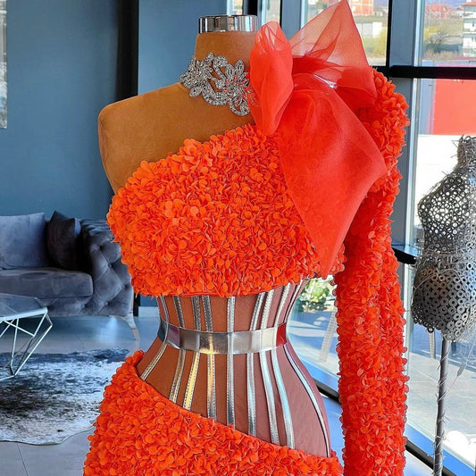 Orange Bloom & Silver Details