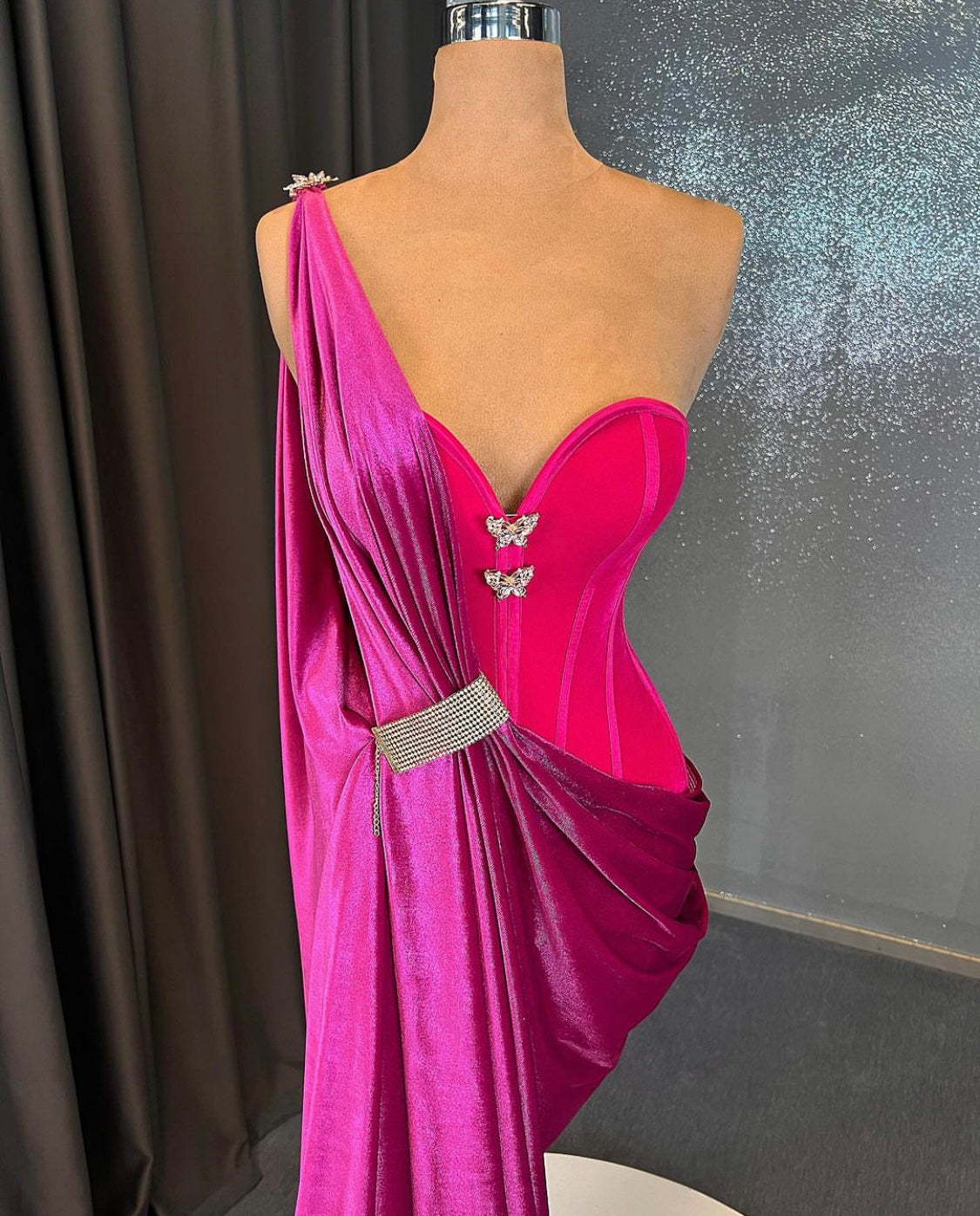 Pink Shades Velvet Gown