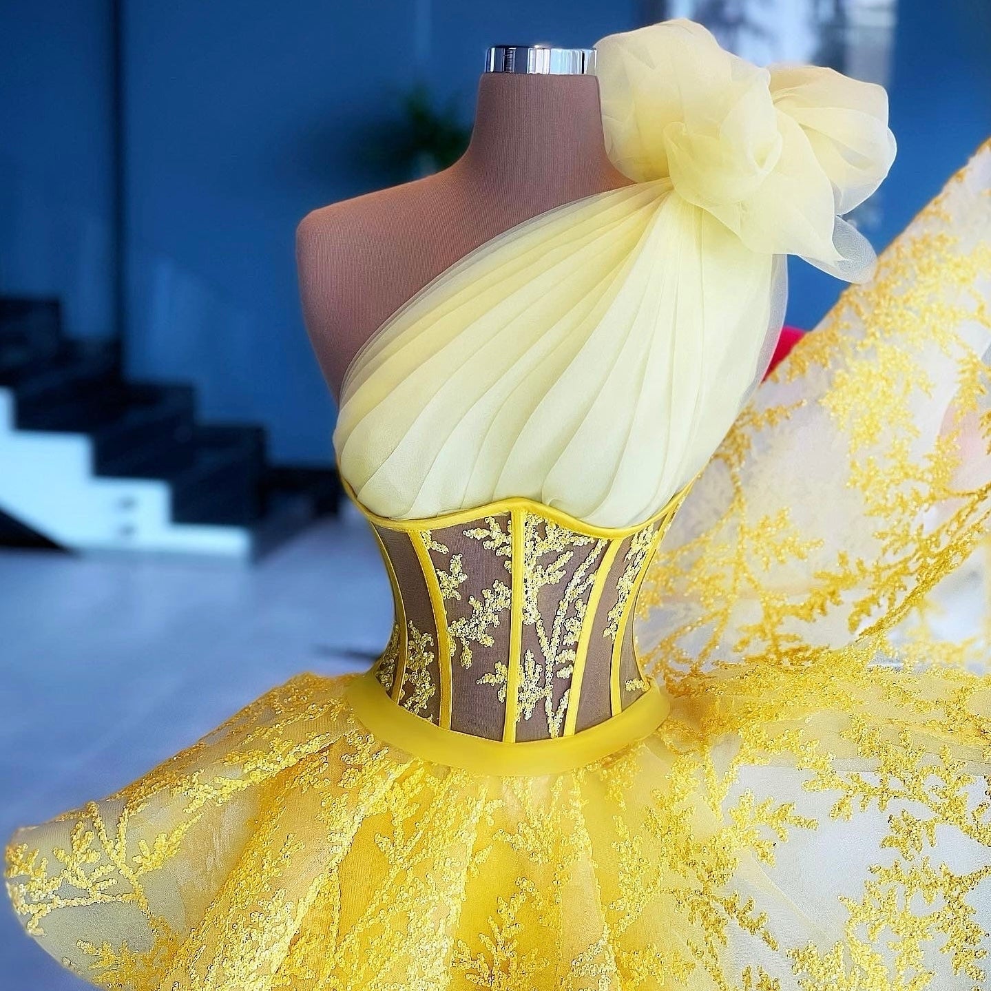 Lemon Yellow Corset Gown – Dona Matoshi