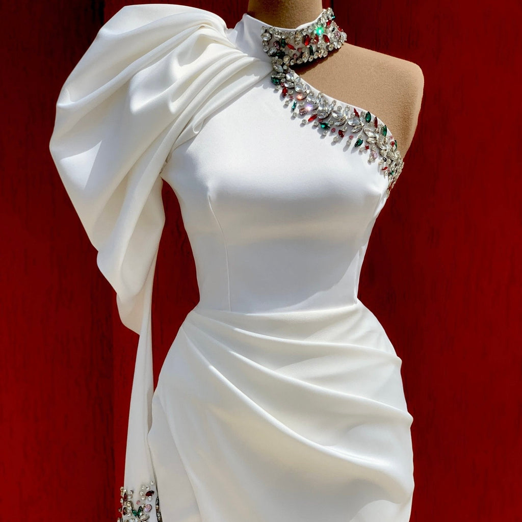 White Dress with Puffy Sleeve