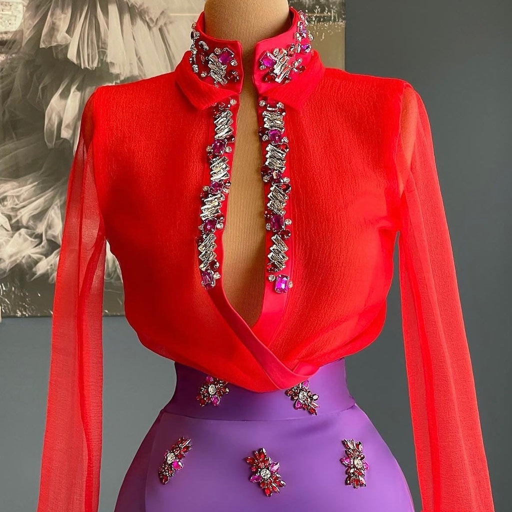 Red Shirt & Purple Skirt