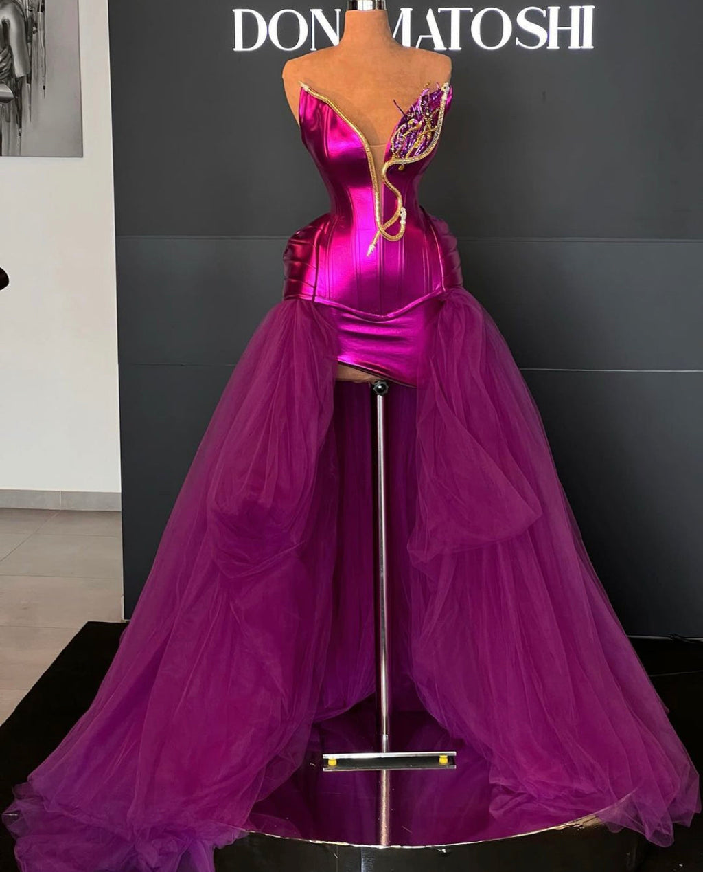 Fuchsia Tulle Gown