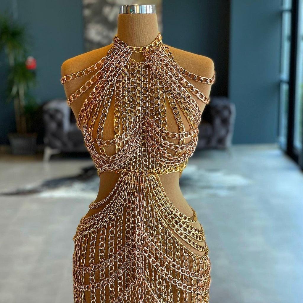Gold Chain Dress Dona Matoshi Gold Chain Dress Dona Matoshi