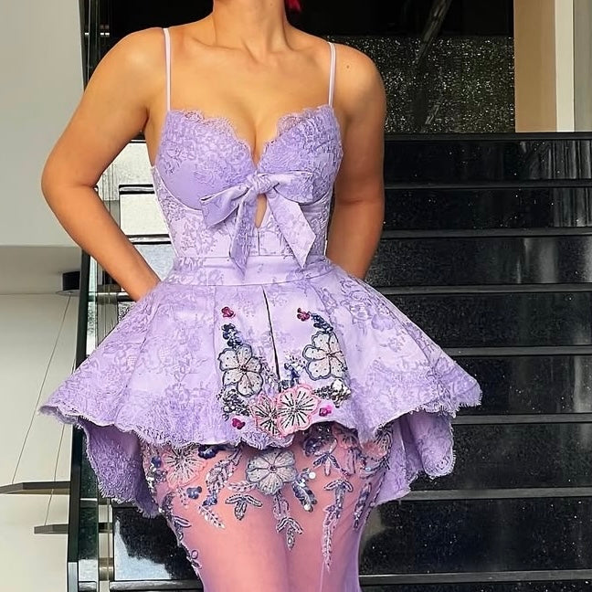 Lilac Two-Piece Mermaid Gown Dona Matoshi Lilac Two-Piece Mermaid Gown Dona Matoshi
