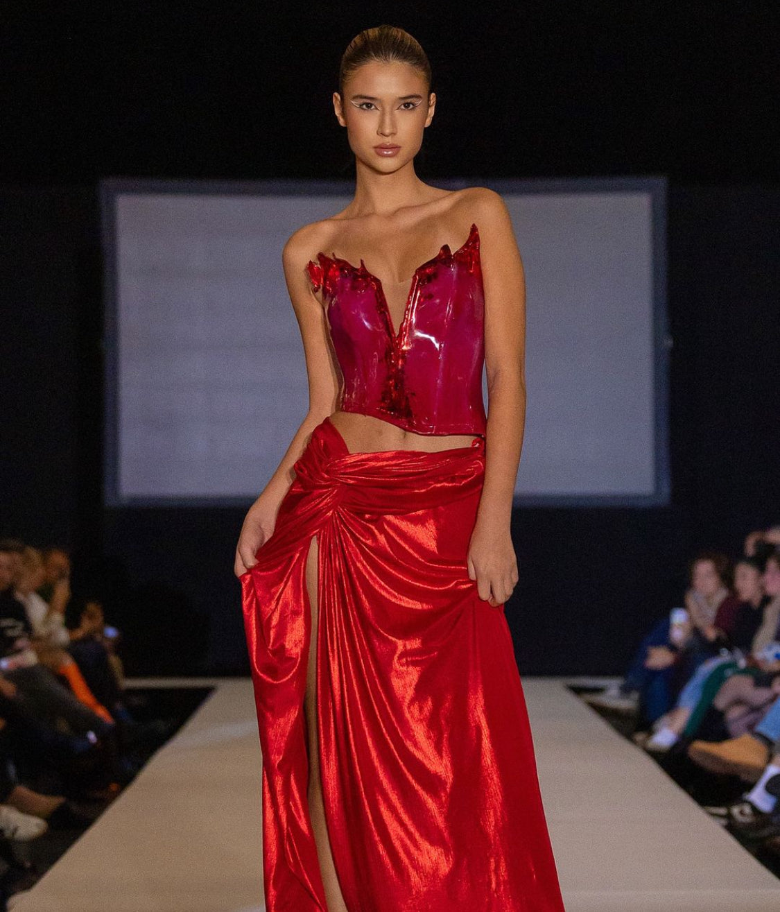 Red Silicone Corset & Skirt