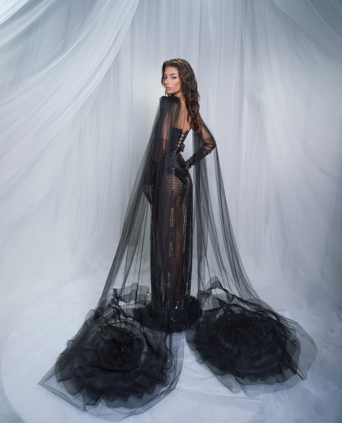 Black Crystals Elegant Gown